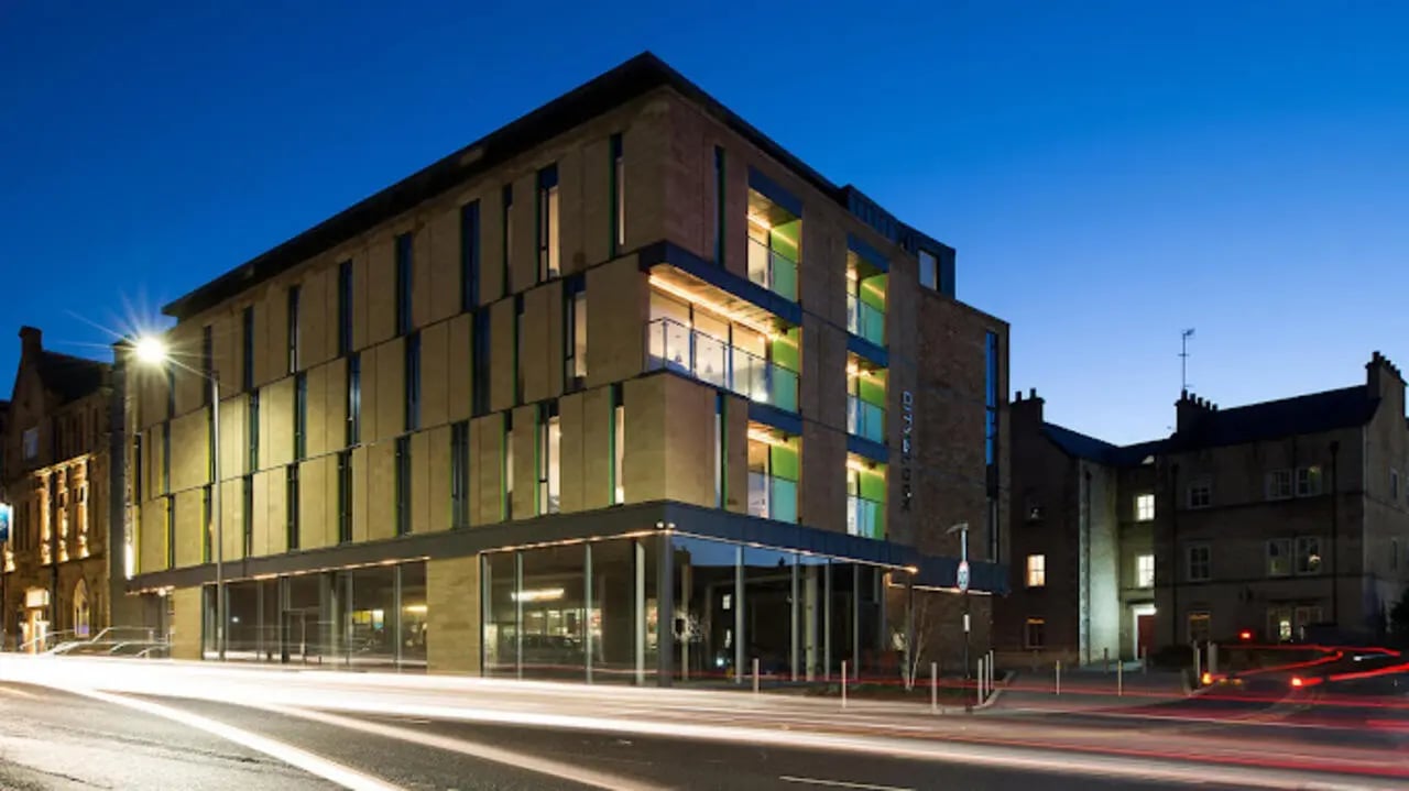 Modern student accommodation building with glass exterior Exterior at CityBlock Penny Street in Lancaster Student Accommodation