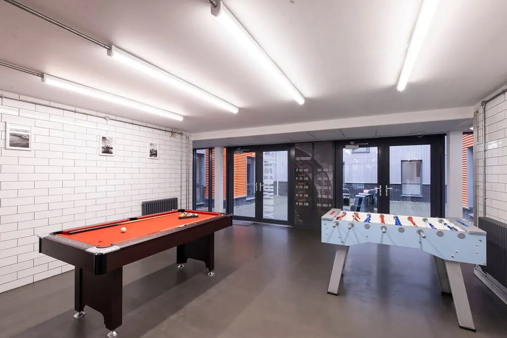 Pool table foosball table common area at The Foundry Newcastle in Newcastle Upon Tyne Student Accommodation