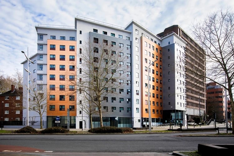 Modern apartment buildings exterior view exterior at Phoenix Court in Bristol Student Accommodation