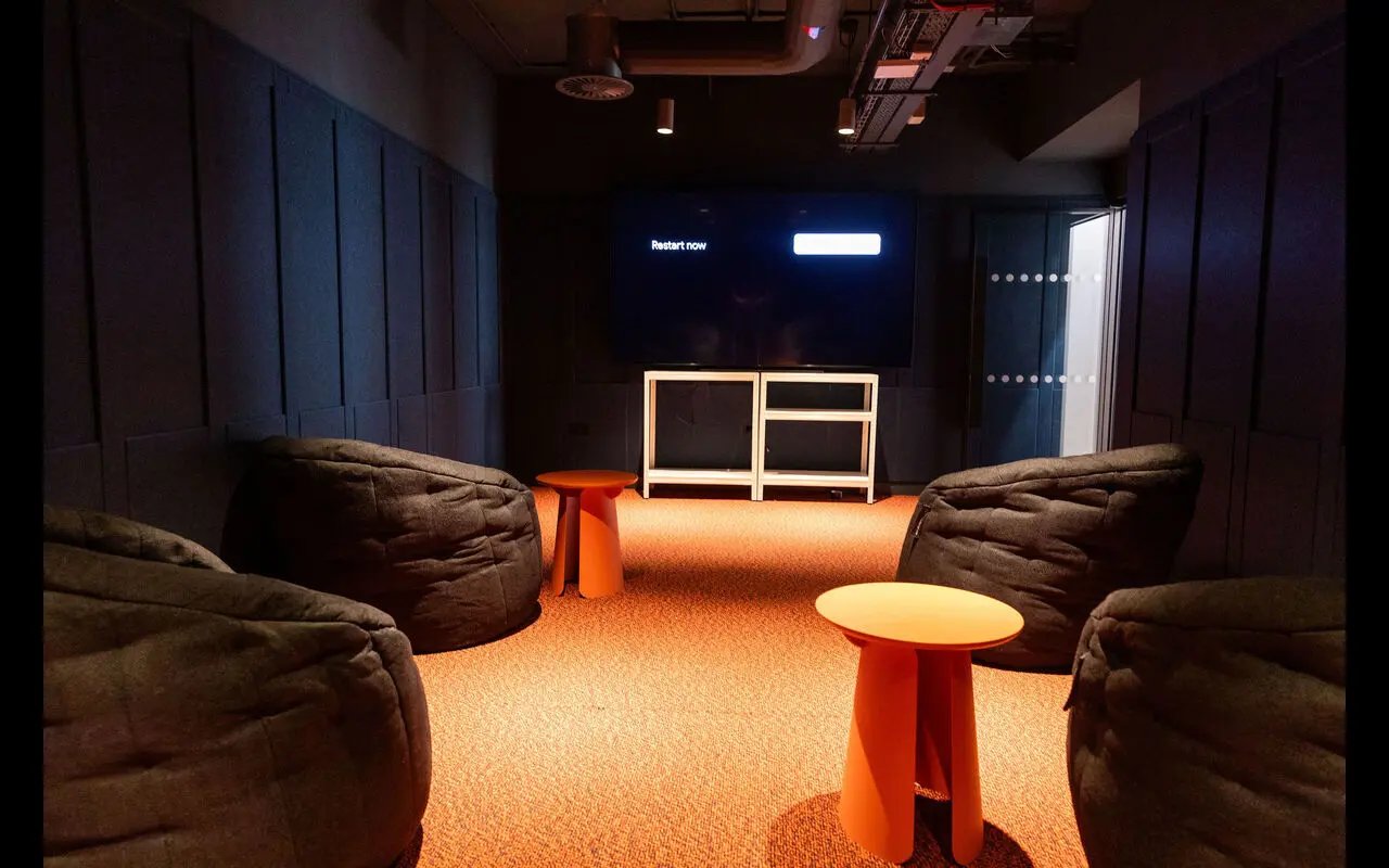Beanbags television and tables communal area at Martha Street Apartments in Glasgow Student Accommodation