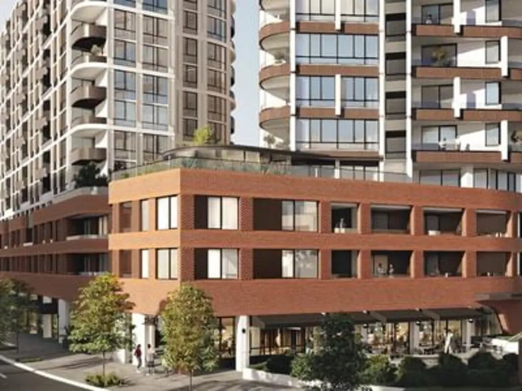 Modern brick and glass buildings with balconies exterior at Caulfield Place in Melbourne Student Accommodation