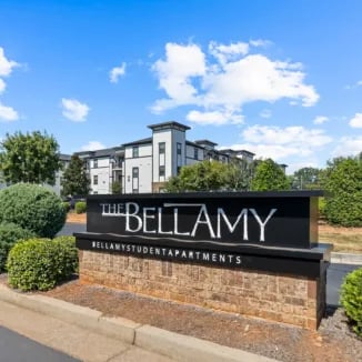 The Bellamy sign student apartments exterior at Bellamy Milledgeville in Milledgeville Student Accommodation