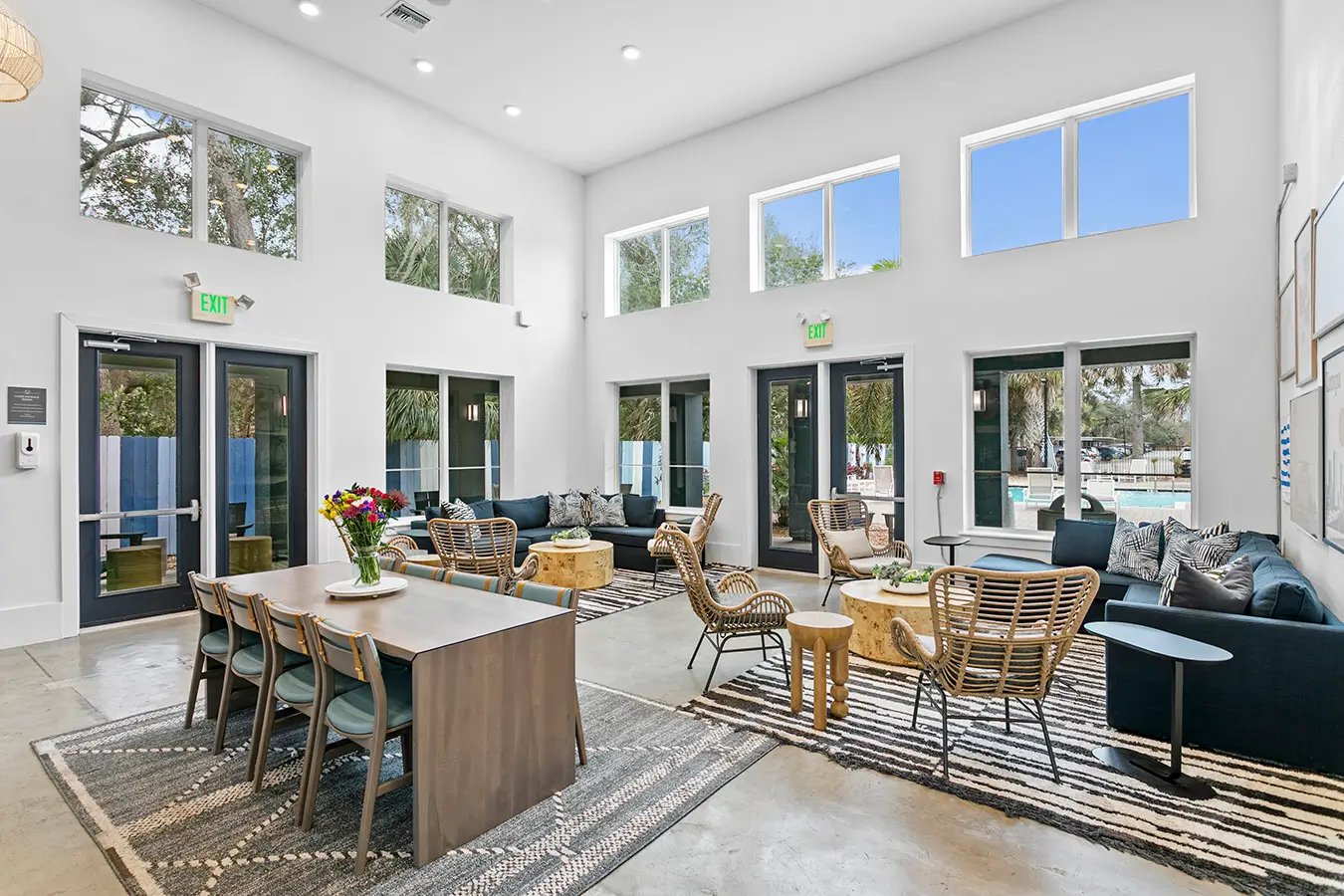 Large open lounge with sectional sofa and seating area Living room at Venue at North Campus in Tampa Student Accommodation