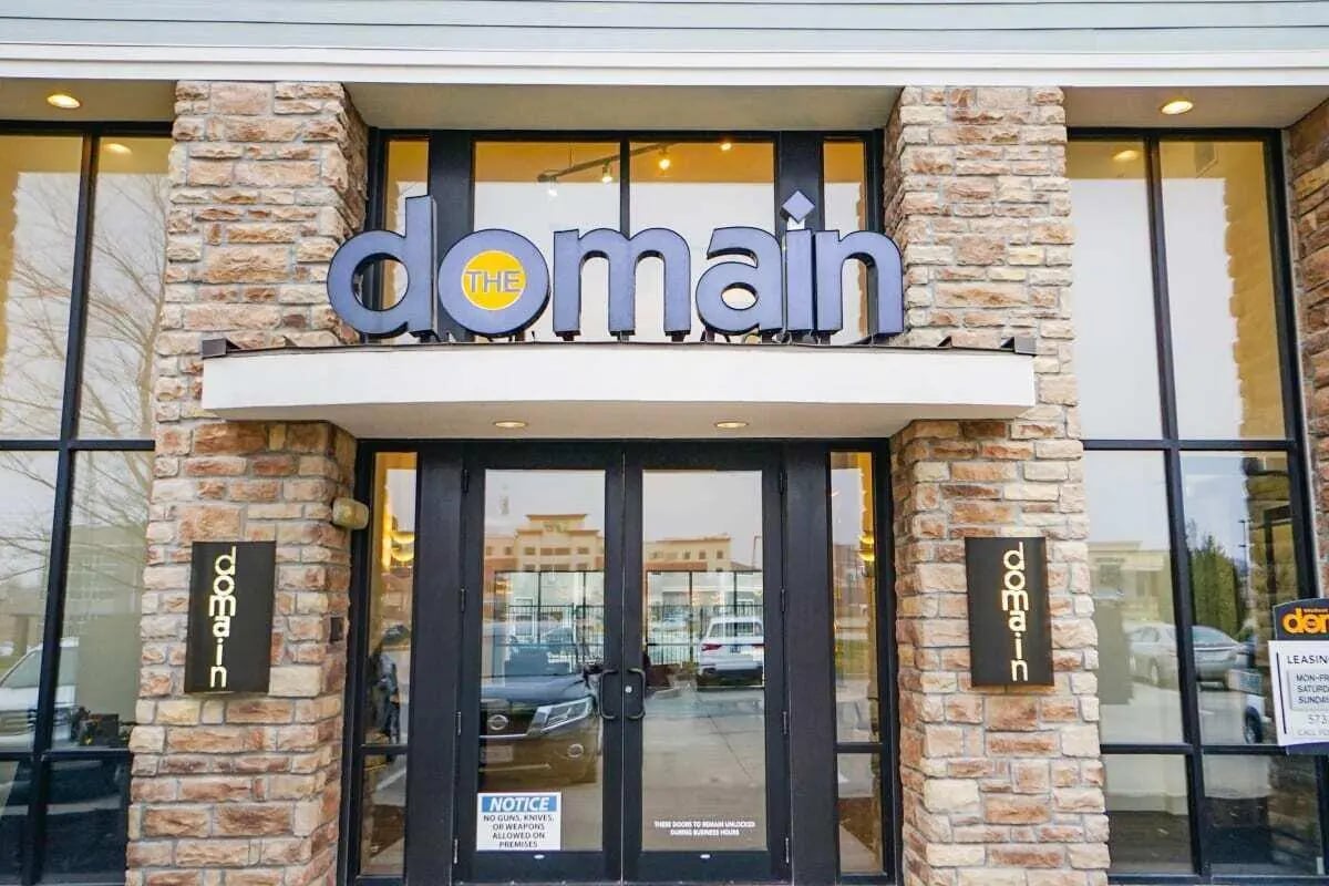 The Domain signage stone exterior building exterior at The Domain at Columbia in Columbia Student Accommodation