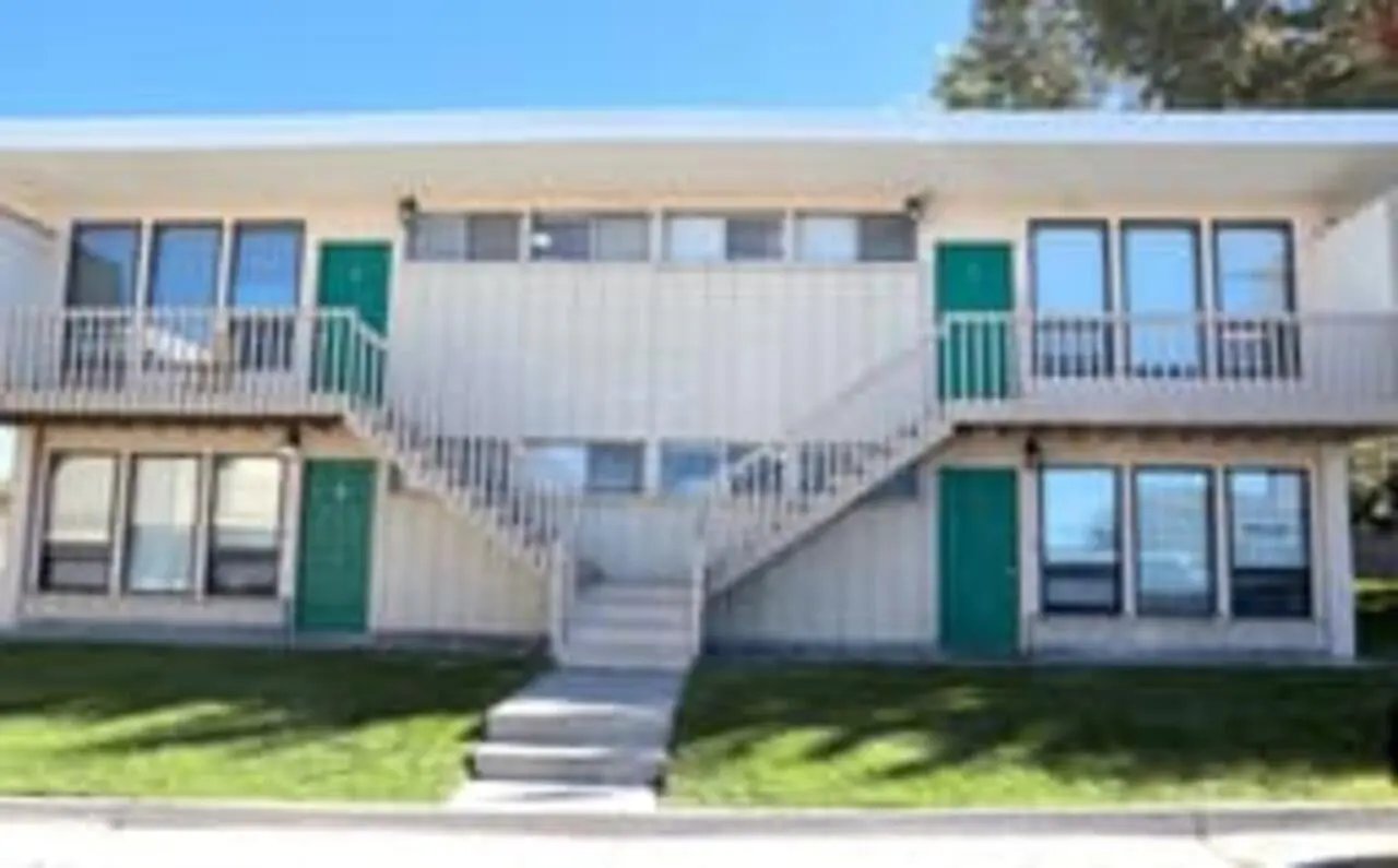 Apartment building exterior with stairs and balconies exterior at Haven Red Apartments in Rexburg Student Accommodation