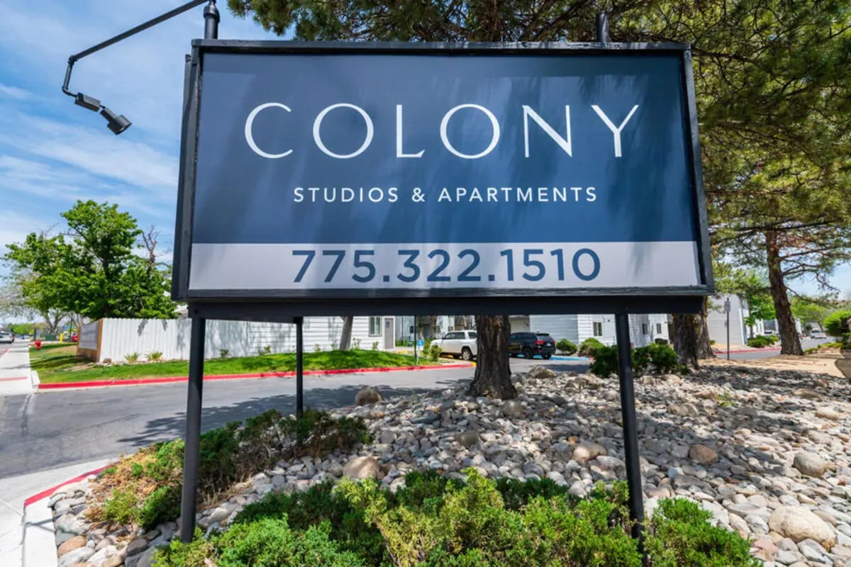 Colony Studios & Apartments exterior sign exterior at Colony Studios and Apartments in Reno Student Accommodation