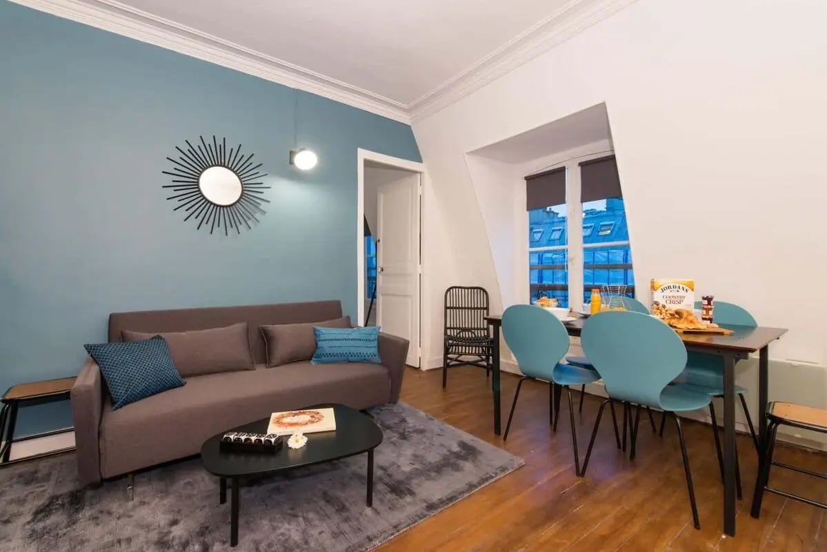 Sofa coffee table dining set living room at Apartment in 165 Rue Saint-Honoré, 75001 Paris, France in Paris Student Accommodation
