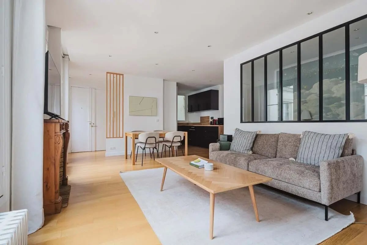 Sofa coffee table dining set living room at Apartment in 26 Rue Condorcet, 75009 Paris, France in Paris Student Accommodation