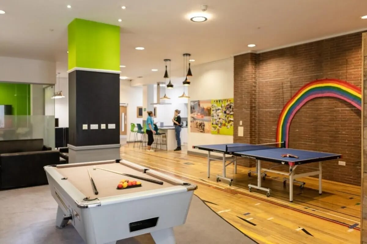 Pool table ping pong tables lounge living area at Lyme Regis House in Bournemouth Student Accommodation