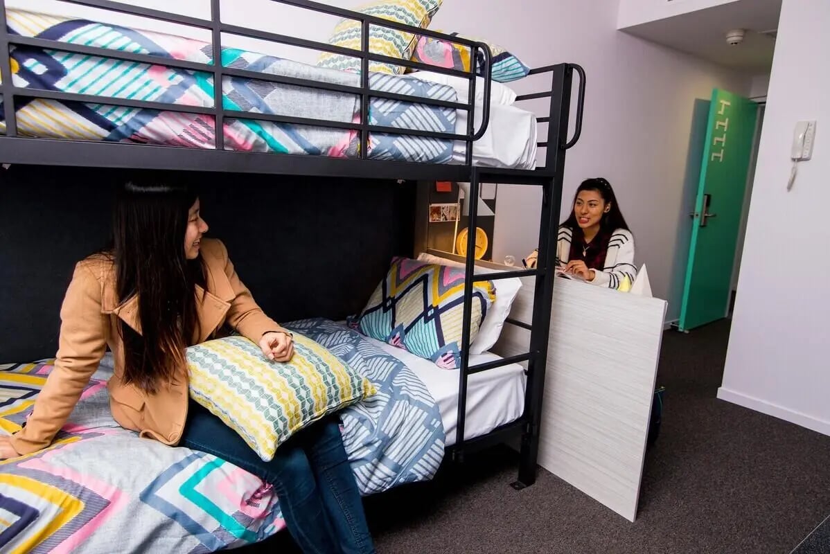 Bunk beds and two students bedroom interior at Scape Regent in Brisbane Student Accommodation