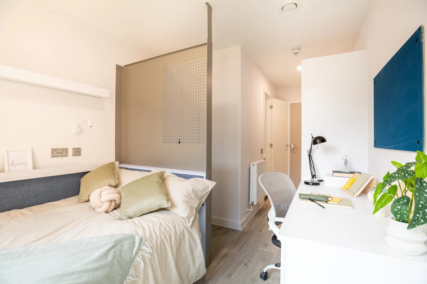 Bed desk and chair study area at Promenade Student Living in Brighton Student Accommodation