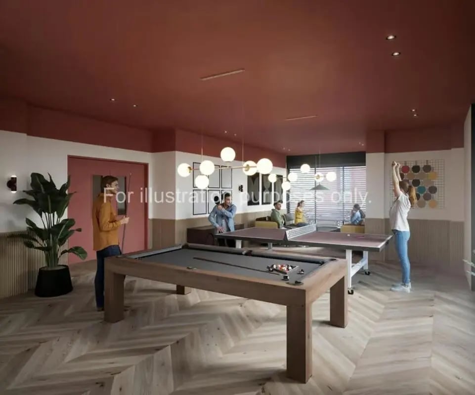 Pool table ping pong people playing common area at Wilson House in Oxford Student Accommodation