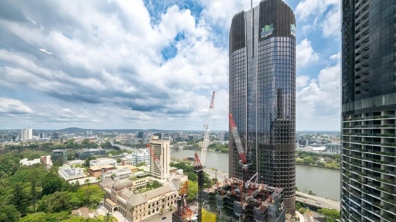 Skyscrapers city skyline and river exterior at UniLodge Brisbane City in Charleston Student Accommodation