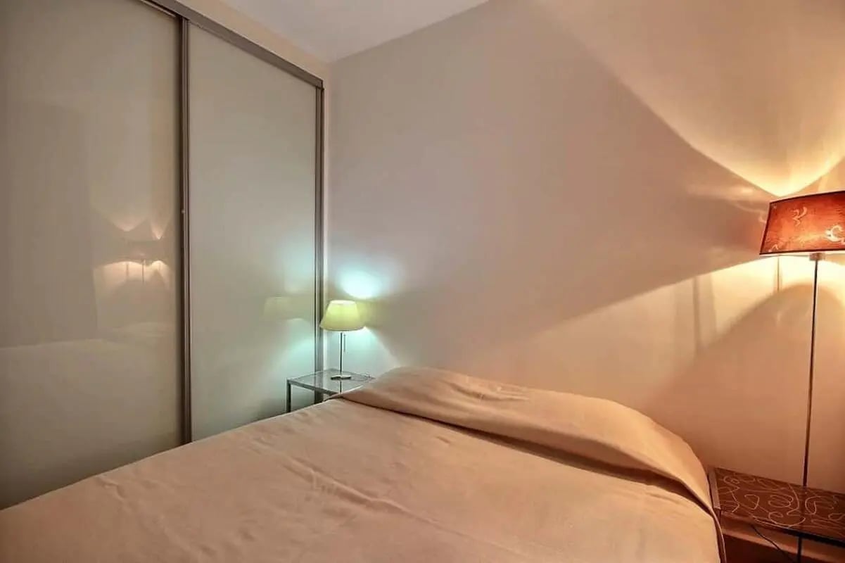 Bed closet and lamps bedroom at Apartment in Rue Claude Terrasse, 75016 Paris, France in Paris Student Accommodation