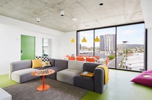 Modular sofa chess table dining set living room at Scape Toowong in Brisbane Student Accommodation