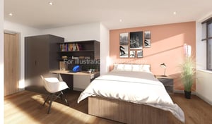 Bed kitchen area with microwave and sink. at Headrow Court in Leeds Student Accommodation