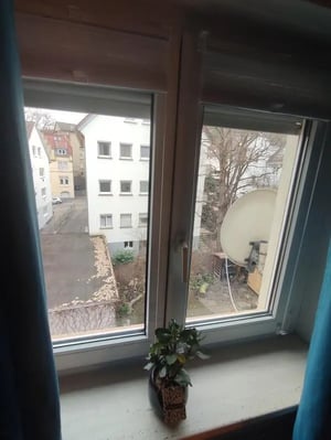 Window view building satellite dish plant exterior at Profound 1 Bedroom Apartment close to Bihlplatz Metro in Stuttgart Student Accommodation