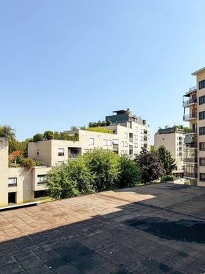 Modern apartments with balconies and trees exterior at 2-Bedroom Apartment in Turin in Turin Student Accommodation