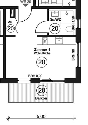 Floor plan with living kitchen bathroom balcony floor plan at Studio in Crailsheimer Str. 11, 12247 Berlin, Germany in Berlin Student Accommodation