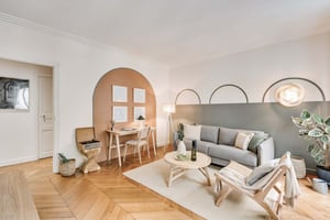 Sofa desk chair coffee table living room at Apartment in 84 Rue de Rivoli, 75004 Paris, France in Paris Student Accommodation