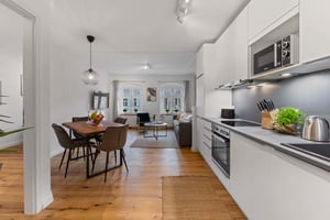 Dining area living room and kitchen Living room Kitchen at Apartment in Falckensteinstraße 15, 10997 Berlin, Germany in Berlin Student Accommodation