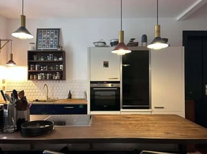 Modern kitchen with oven cabinets and island kitchen at Apartment in Ebertystraße 42, 10249 Berlin-Bezirk Friedrichshain-Kreuzberg, Germany in Berlin Student Accommodation
