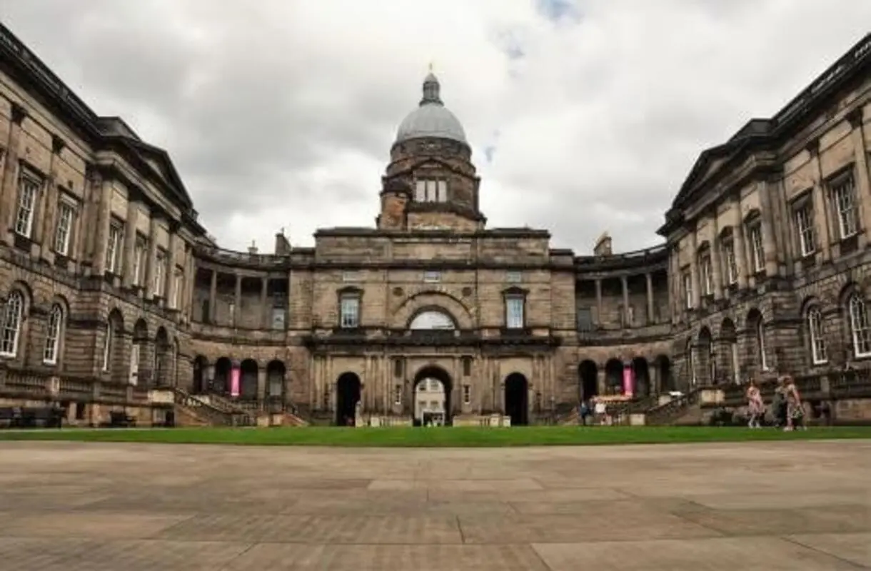Grand stone building with dome and people Exterior at Straits Mile in Edinburgh Student Accommodation