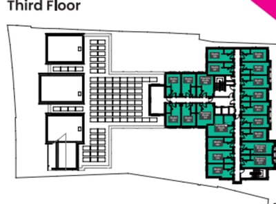 Floor plan of studios and rooms floor plan at Valerian in York Student Accommodation