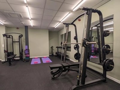 Weight machines mats and weights gym area at Parklands in Dundee Student Accommodation