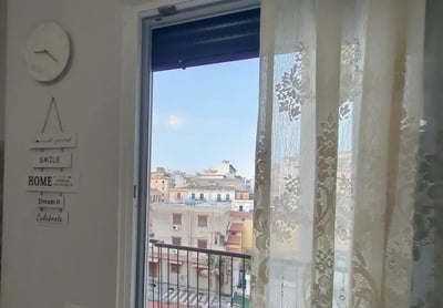 Wall clock decorative signs balcony view exterior at Comfortable and bright Studio next to Stazione Centrale di Palermo in Palermo Student Accommodation