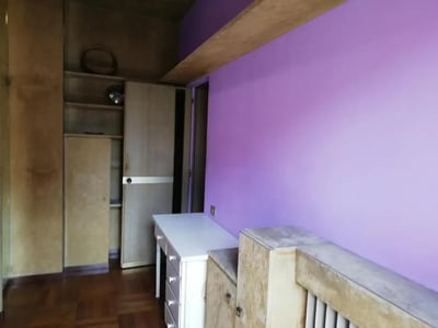 Desk shelves and wardrobe student room at Single bedroom "fil rouge", with balcony, in 5-bedroom apartment in Turin Student Accommodation