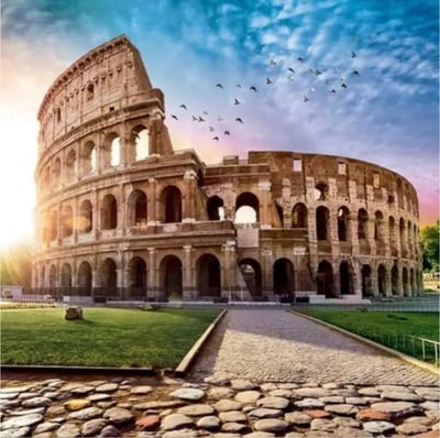 Colosseum exterior with birds flying exterior at Apartment a Few minutes from the Center and Colosseum in Rome Student Accommodation