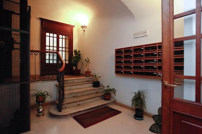 Mailboxes stairs and door in hallway at Chic Studio with Mezzanine in Parioli, Rome | Wi-Fi and Central Heating Included in Rome Student Accommodation