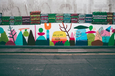 Colorful mural art on exterior wall exterior at Dublin Student Accommodation