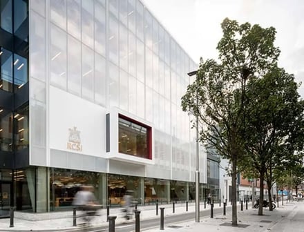 Modern building with trees and people exterior at Royal College Of Surgeons In Ireland Accommodation