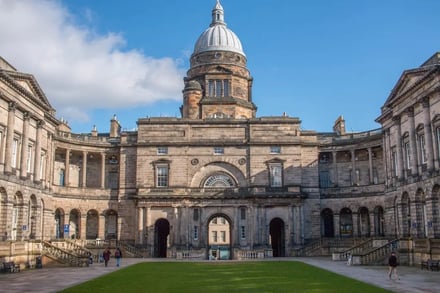 Grand stone building with dome and courtyard exterior at The University Of Edinburgh Accommodation