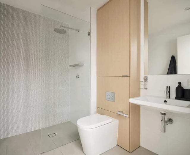 Toilet shower sink cabinets bathroom at UKO Camperdown in Sydney Student Accommodation