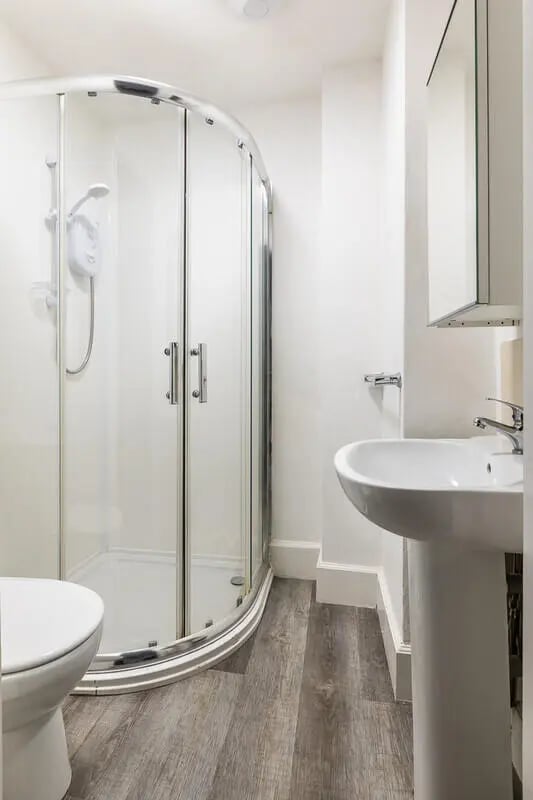 Shower toilet sink and cabinet bathroom at Standard Hill in Nottingham Student Accommodation