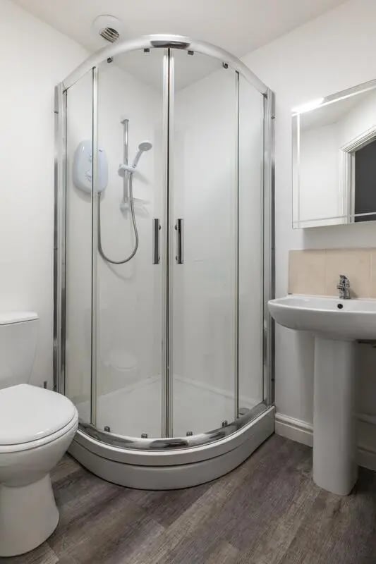 Toilet shower sink and mirror bathroom at The Coach House in Nottingham Student Accommodation