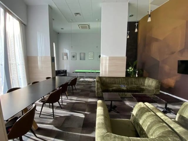 Sofa ping pong table dining table living room at The View - Newcastle in Newcastle Upon Tyne Student Accommodation
