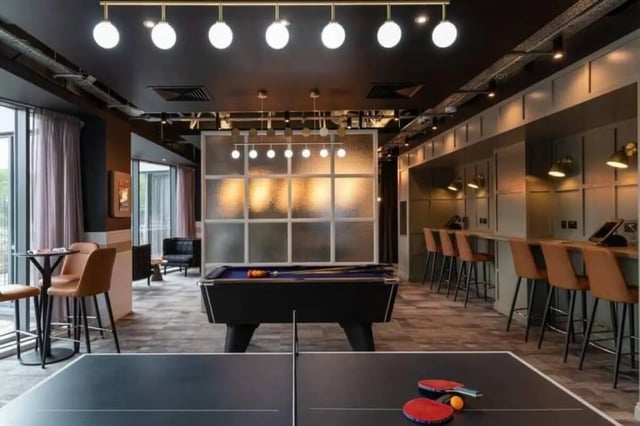 Pool table ping pong table bar area gaming room at West View in Glasgow Student Accommodation