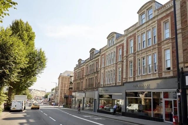 Brick and stone buildings line a street exterior at Tamarillo House in Bristol Student Accommodation