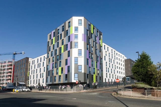 Modern student accommodation building exterior at Quayside Court in Newcastle Upon Tyne Student Accommodation