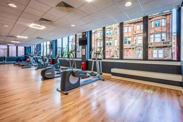 Elliptical machines treadmills and bench gym room at Newton House Glasgow in Glasgow Student Accommodation