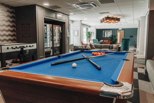 Pool table foosball vending machines lounge area at Market House in Newcastle Upon Tyne Student Accommodation