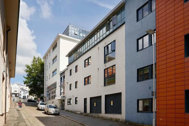 Modern student accommodation building exterior facade exterior at St Thomas Court in Plymouth Student Accommodation