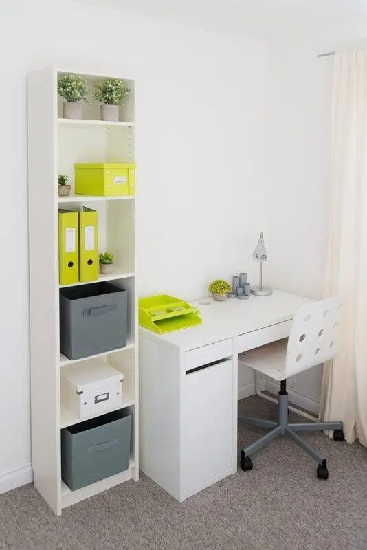 Bookshelf desk chair and desk study area at Linksfield in Aberdeen Student Accommodation