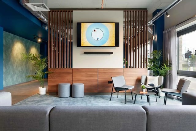 Modern living area with seating and television Living area at Edinburgh Westfield in Edinburgh Student Accommodation