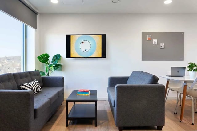 Two sofas coffee table and television living room at Edinburgh Gorgie in Edinburgh Student Accommodation
