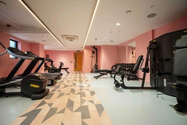 Treadmills exercise bikes weights gym equipment gym at Oxford Point in Bournemouth Student Accommodation
